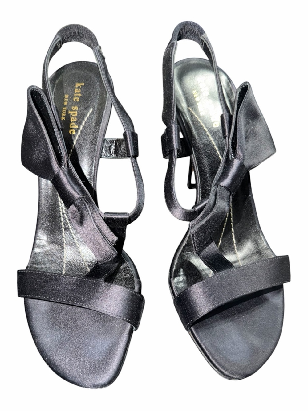 kate spade Black Satin Bow Slingback Heels